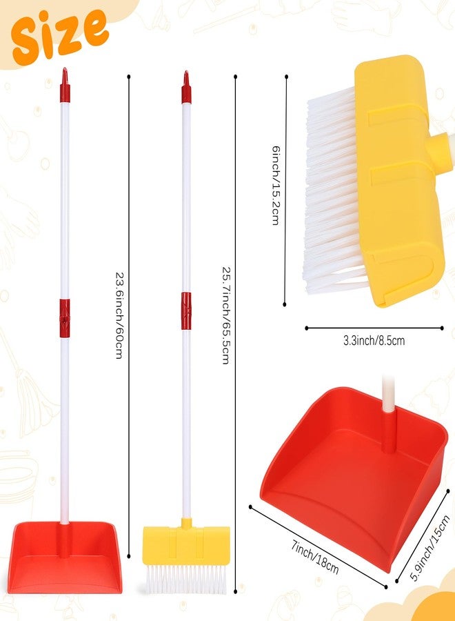 LIMIROLER Kids Cleaning Toy Set Toddlers Broom Dust Pan Set for Housekeeping Pretend Play Cleaning Set, Cleaning Toys Gift for Toddlers Girls Boys Age 3-6 Years Old (2PCS - Red and Yellow Set) - Image 3
